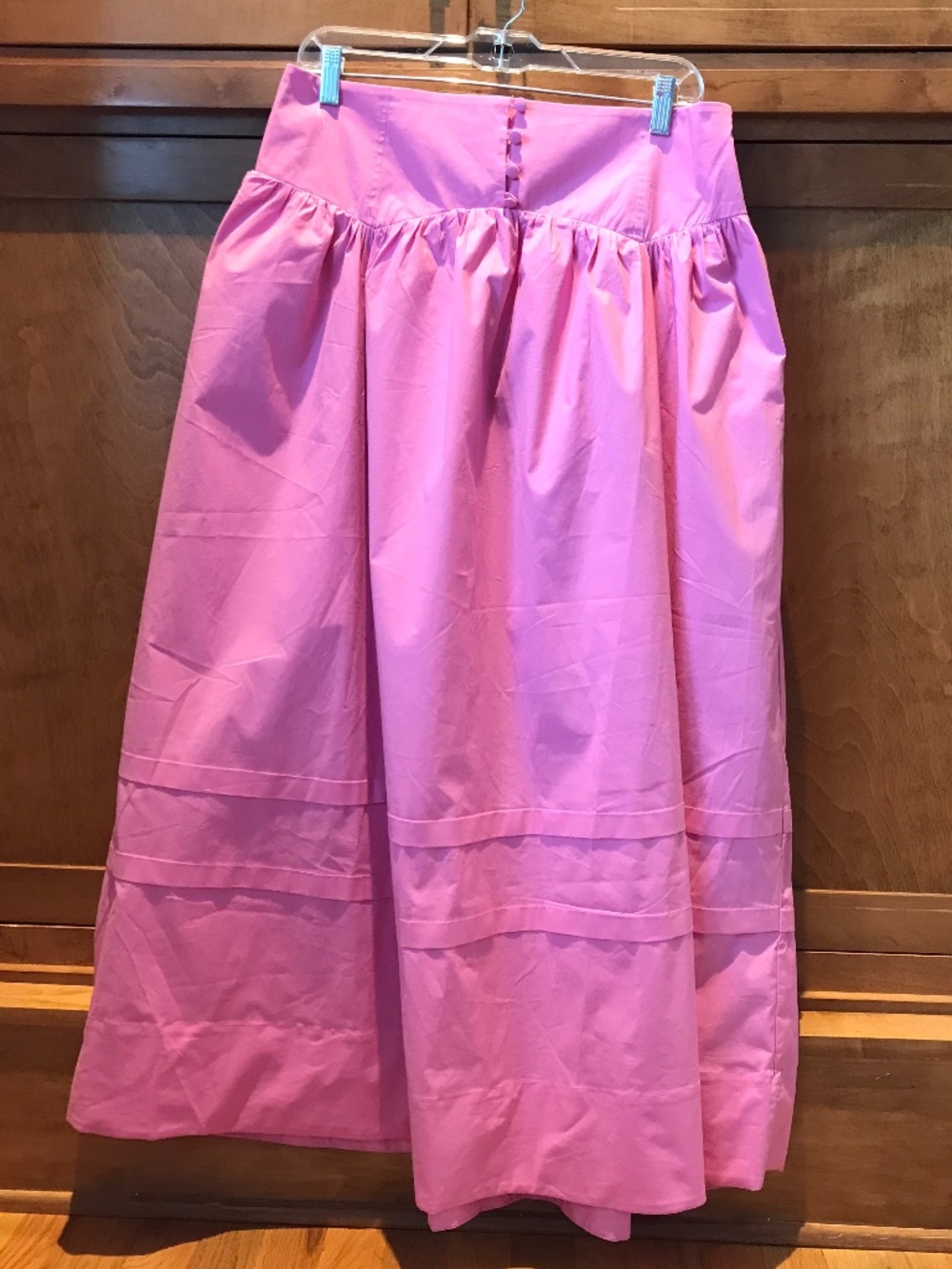 MAEVE BOHO-CHIC PINK BUTTON WAIST FLOWY MIDI SKIRT - Picture 13 of 15